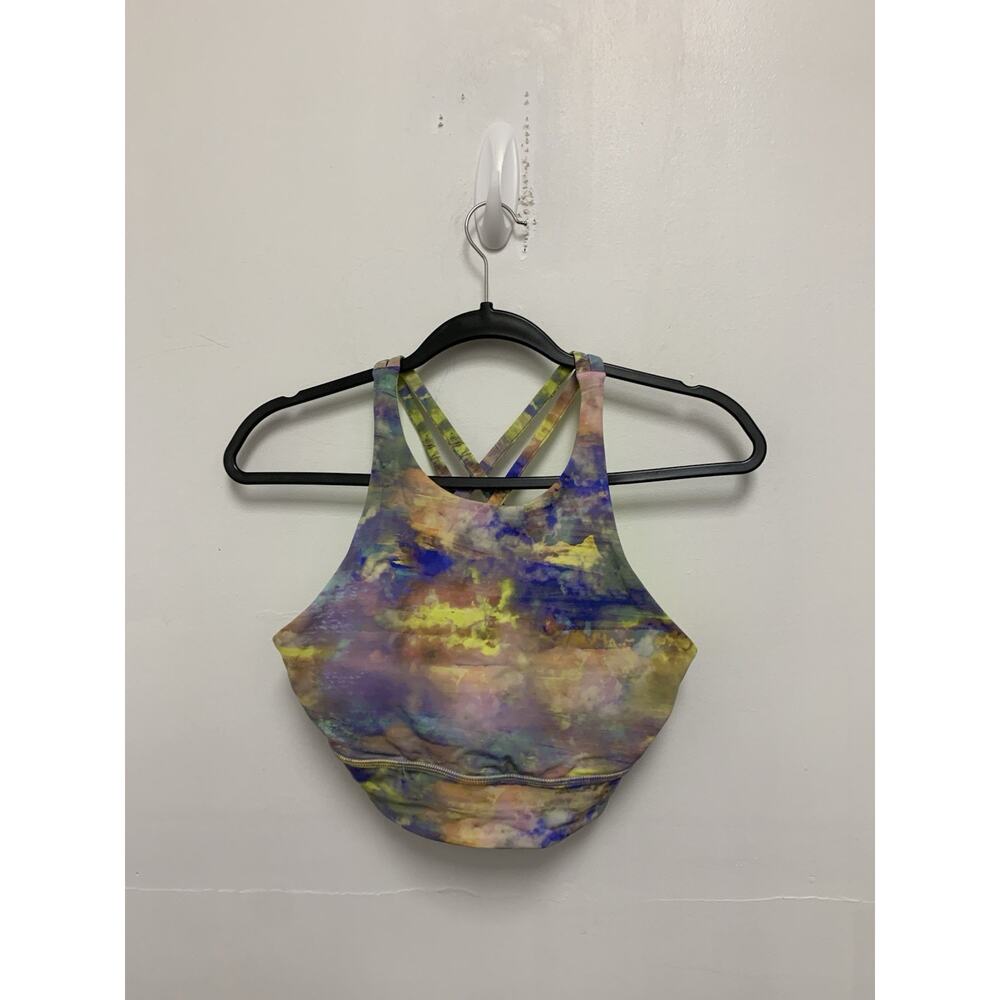 LULULEMON ENERGY BRA HIGH NECK LONG LINE TOUGH SIZE 8 ALNM COLOR